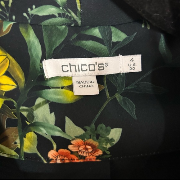 Chico's Floral Black Jacket Blazer Open Front Career Wear US Womens Size 20 - Picture 4 of 6